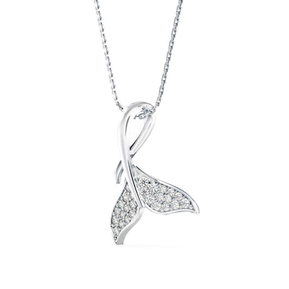 Diamond Fin Charm Pendant White Gold