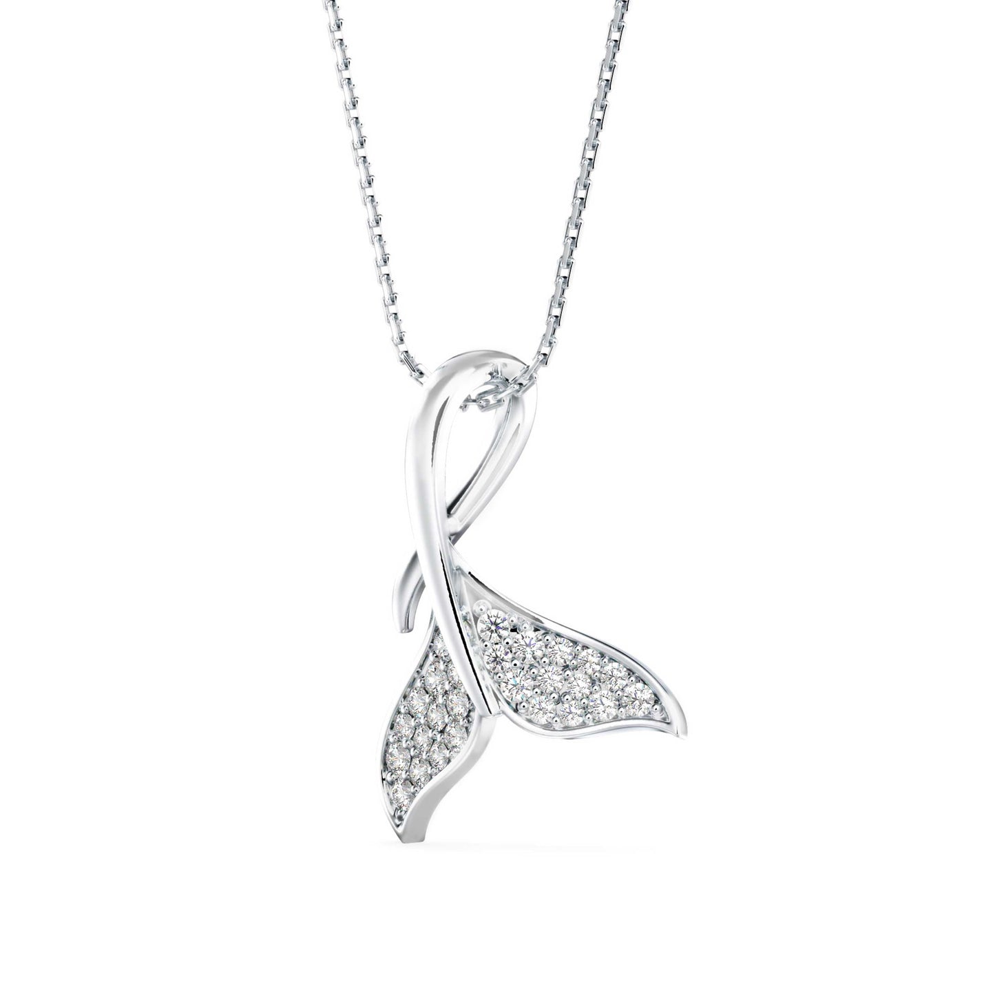 Diamond Fin Charm Pendant Platinum