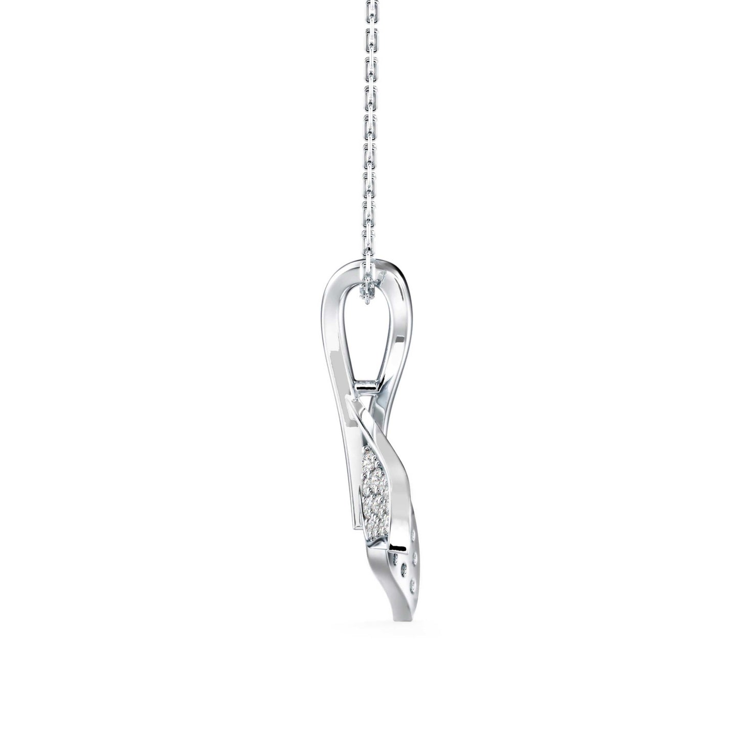 Diamond Fin Charm Pendant Platinum