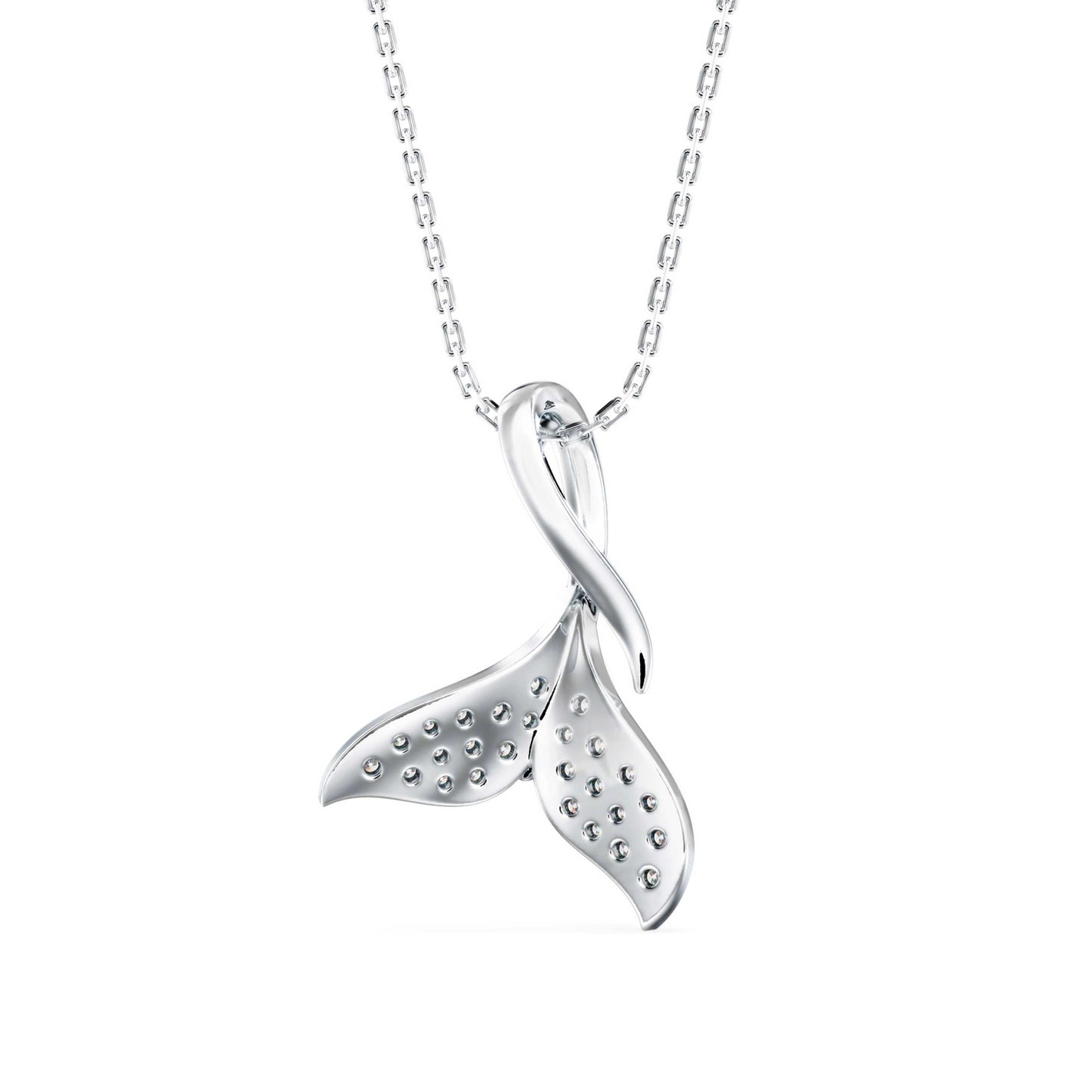 Diamond Fin Charm Pendant White Gold