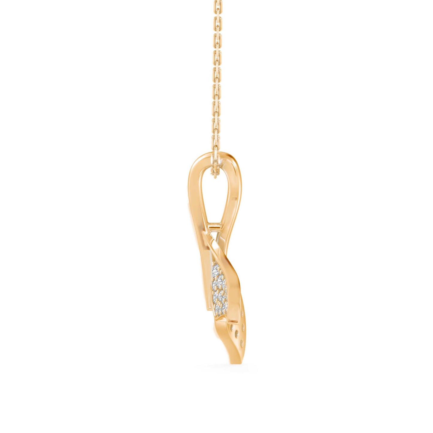 Diamond Fin Charm Pendant Yellow Gold