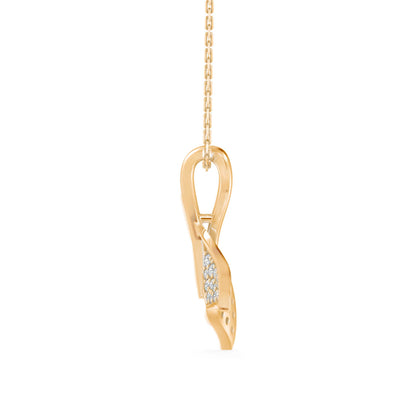 Diamond Fin Charm Pendant Yellow Gold