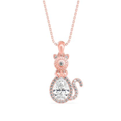 Kitty Charm Diamond Pendant Rose Gold