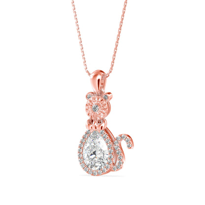 Kitty Charm Diamond Pendant Rose Gold