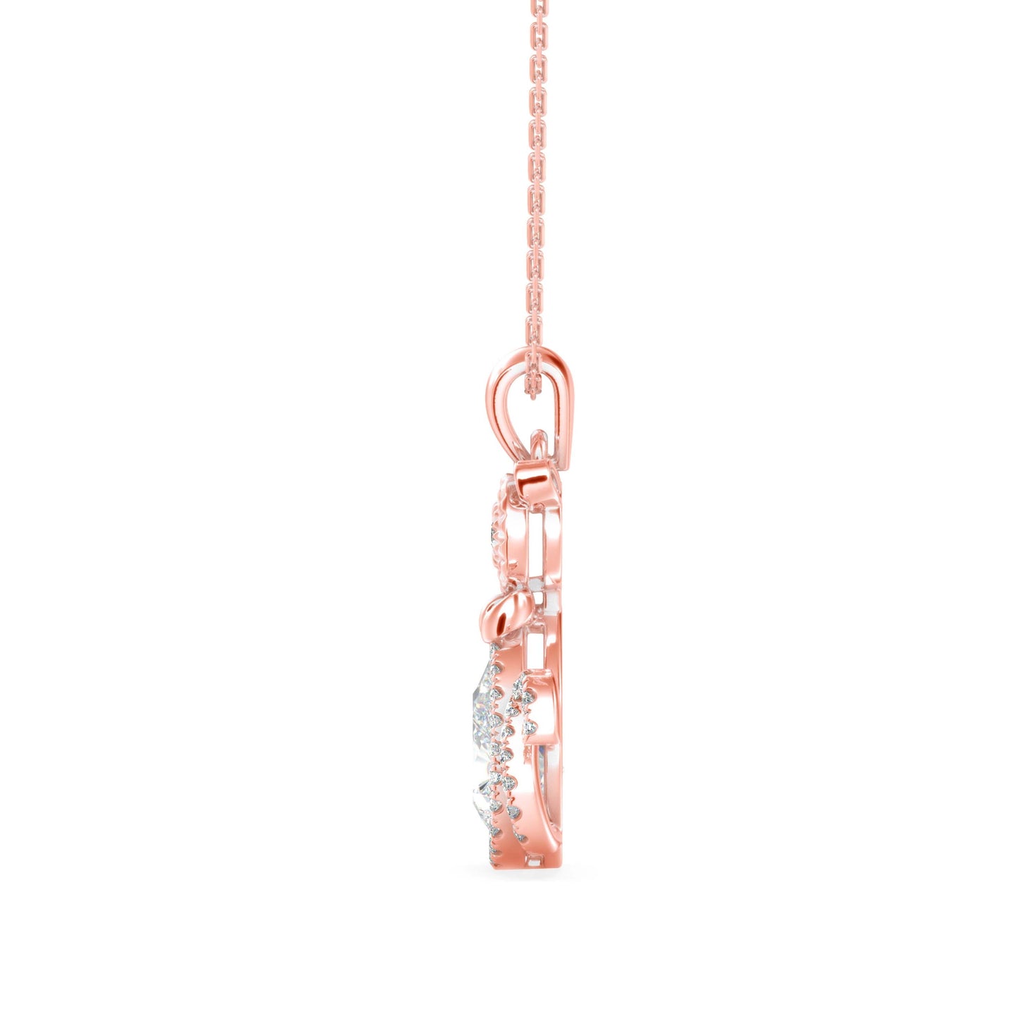 Kitty Charm Diamond Pendant Rose Gold