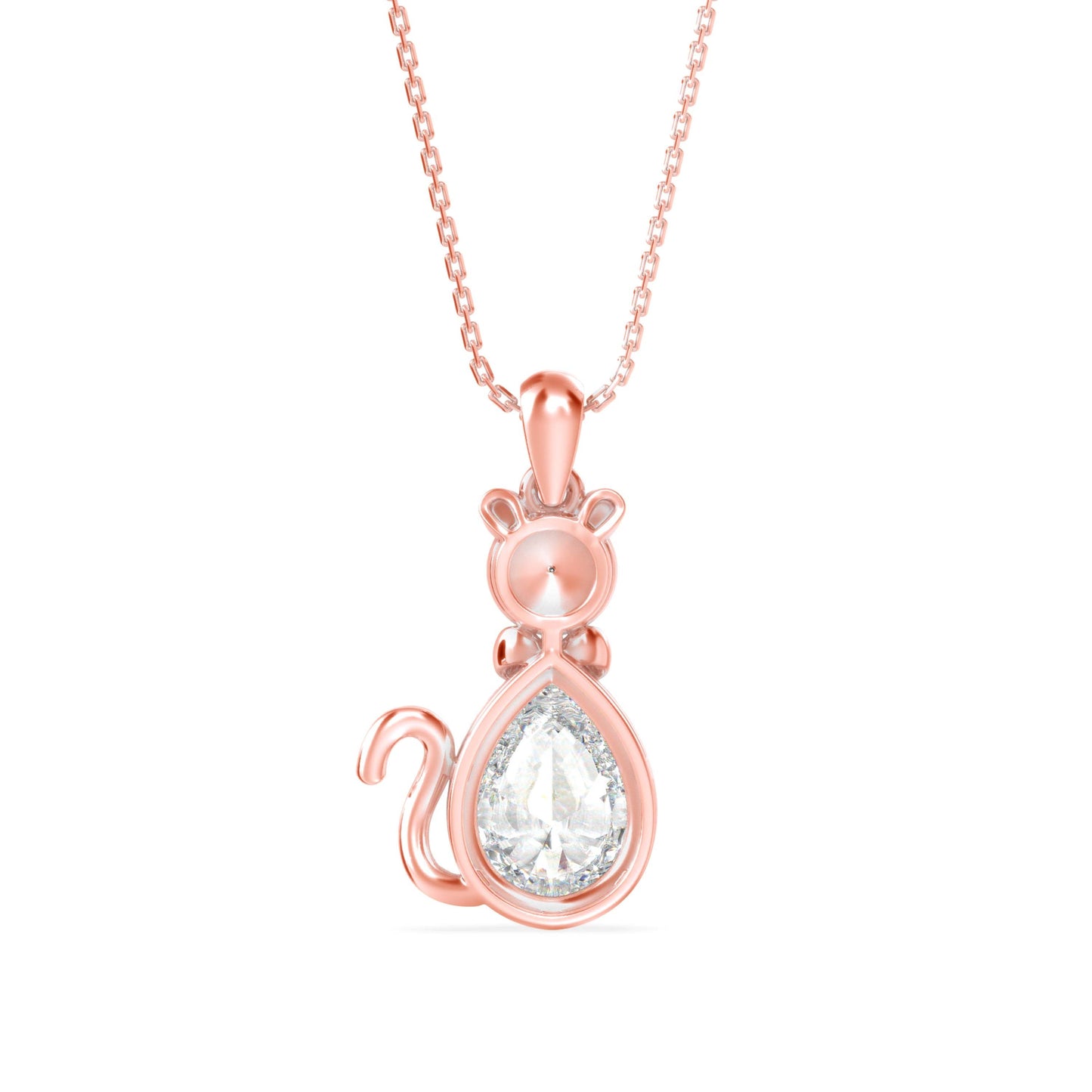 Kitty Charm Diamond Pendant Rose Gold