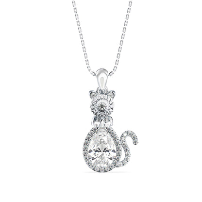 Kitty Charm Diamond Pendant Platinum