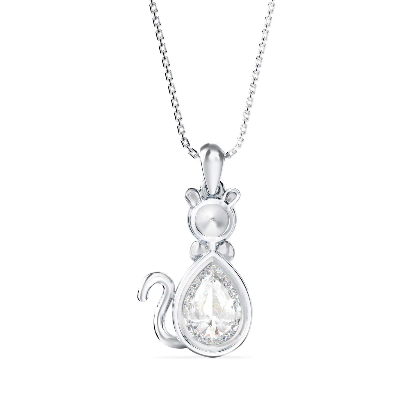 Kitty Charm Diamond Pendant Platinum