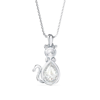 Kitty Charm Diamond Pendant Platinum