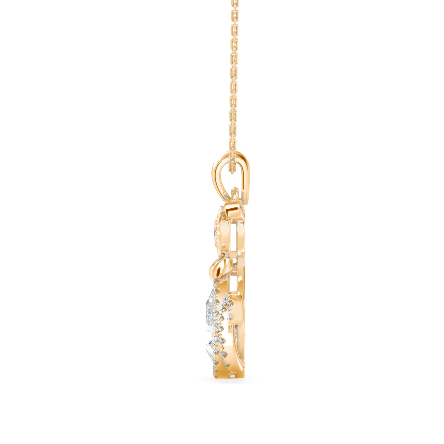 Kitty Charm Diamond Pendant Yellow Gold