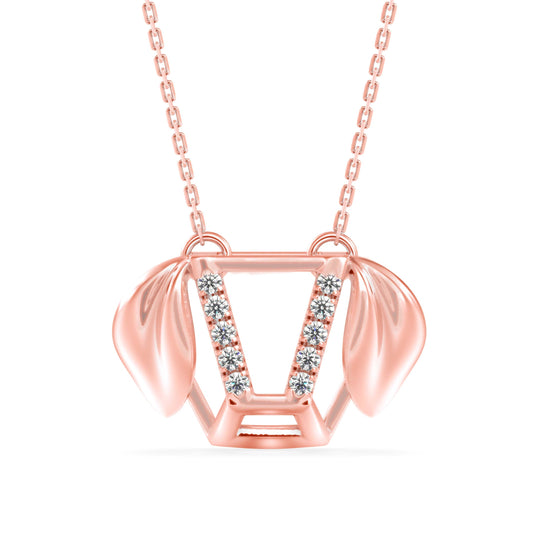 Diner Diamond Charm Pendant Rose Gold