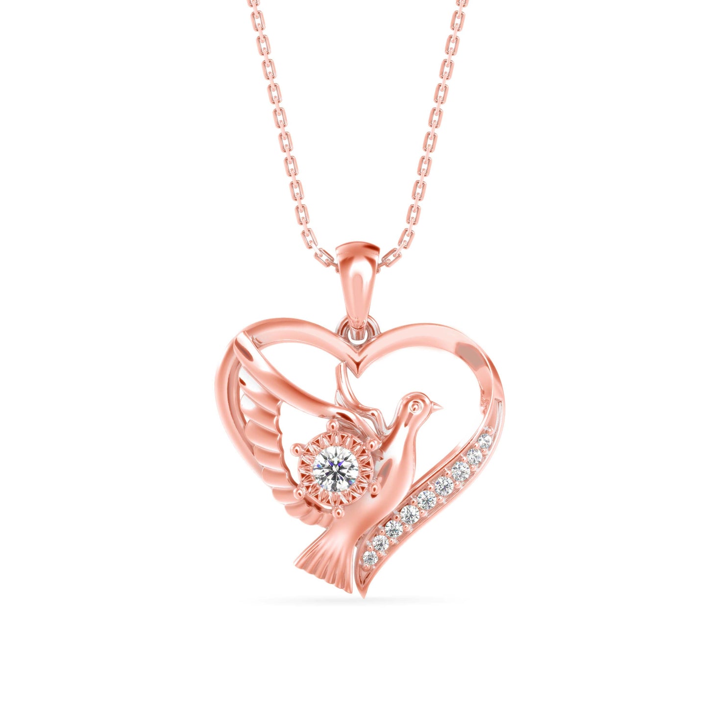 Duplet Heart Diamond Pendant Rose Gold