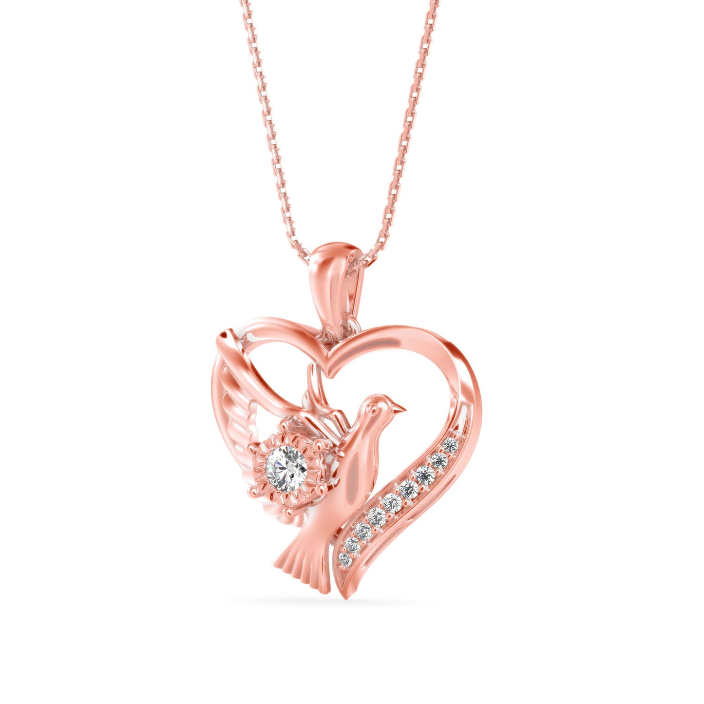 Duplet Heart Diamond Pendant Rose Gold