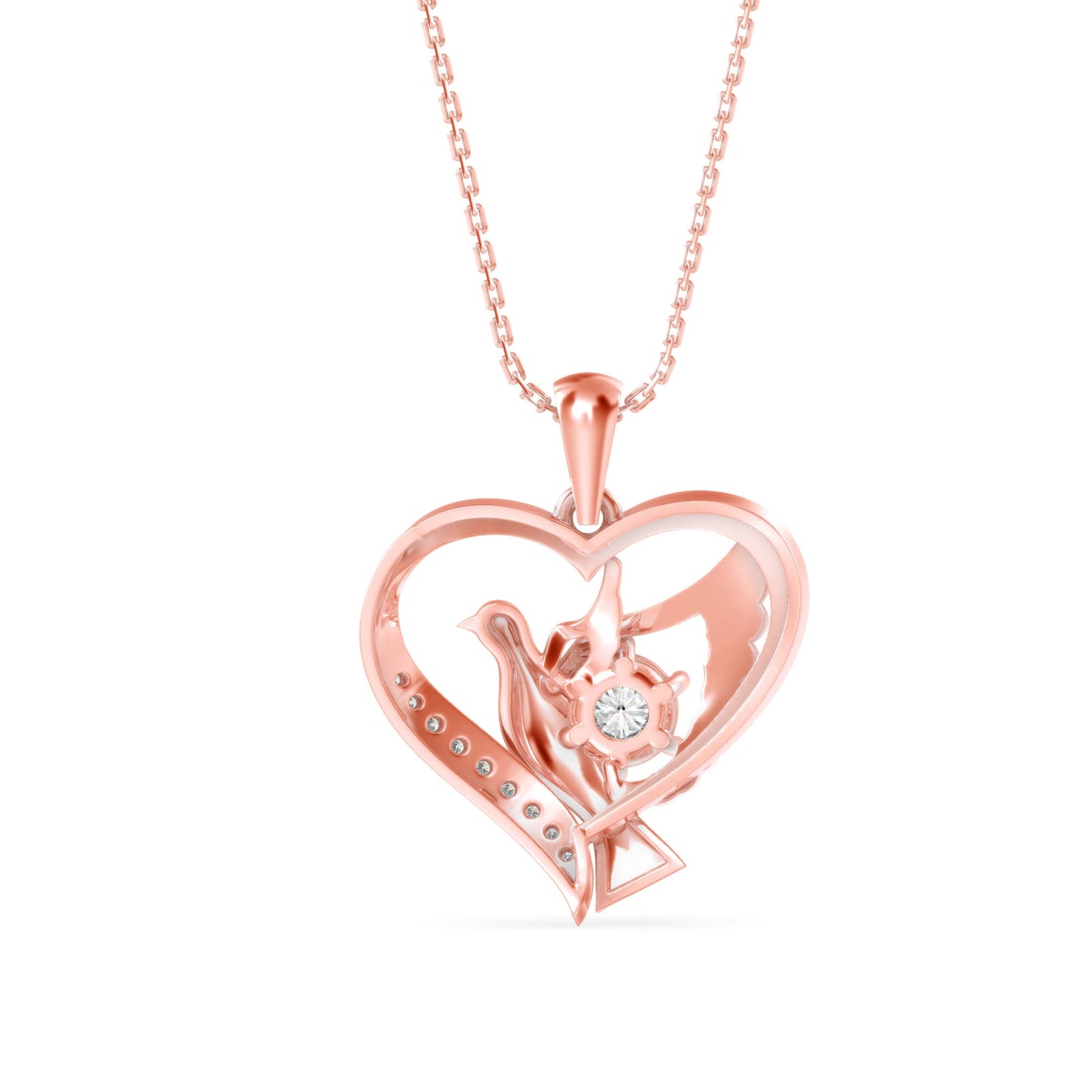 Duplet Heart Diamond Pendant Rose Gold