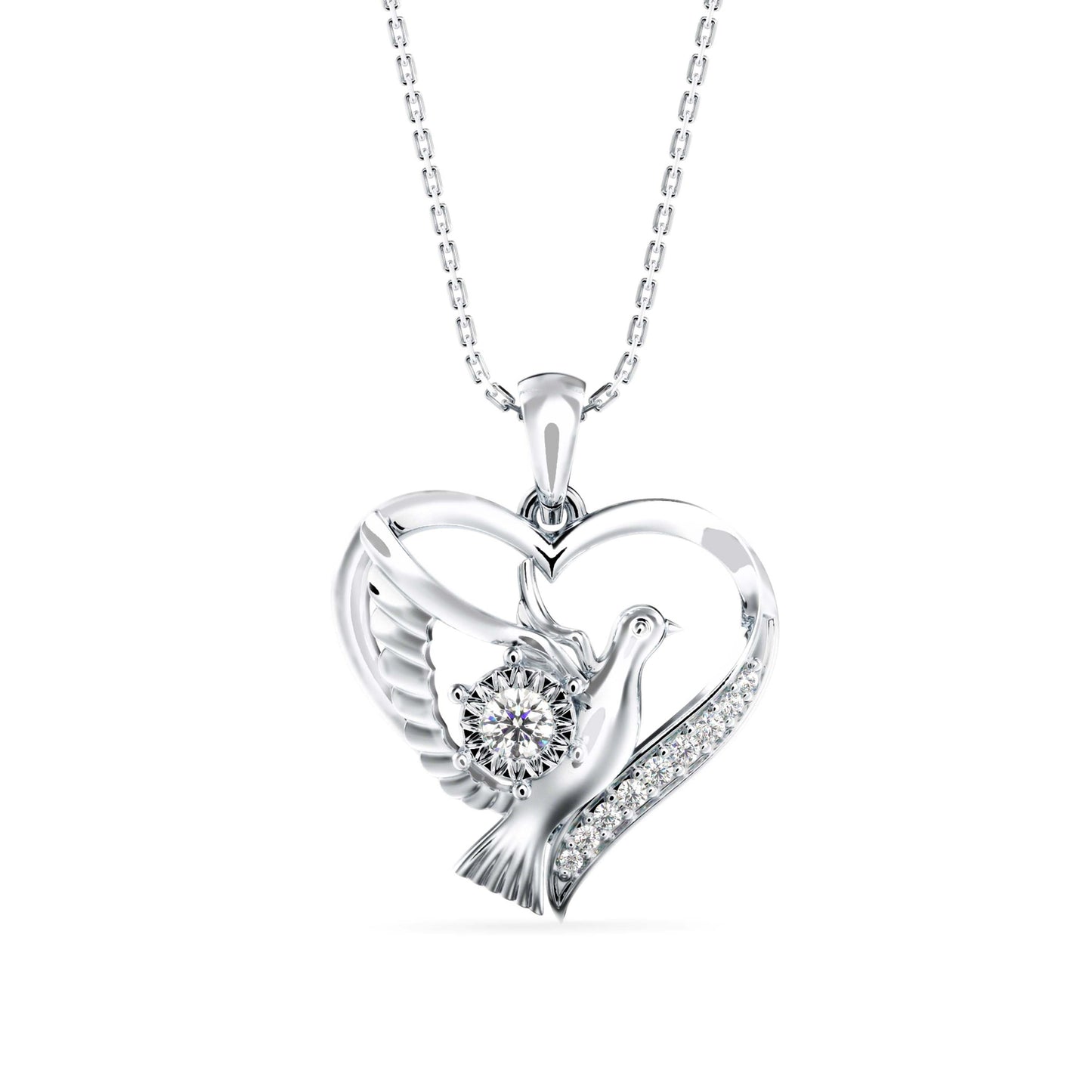 Duplet Heart Diamond Pendant Platinum