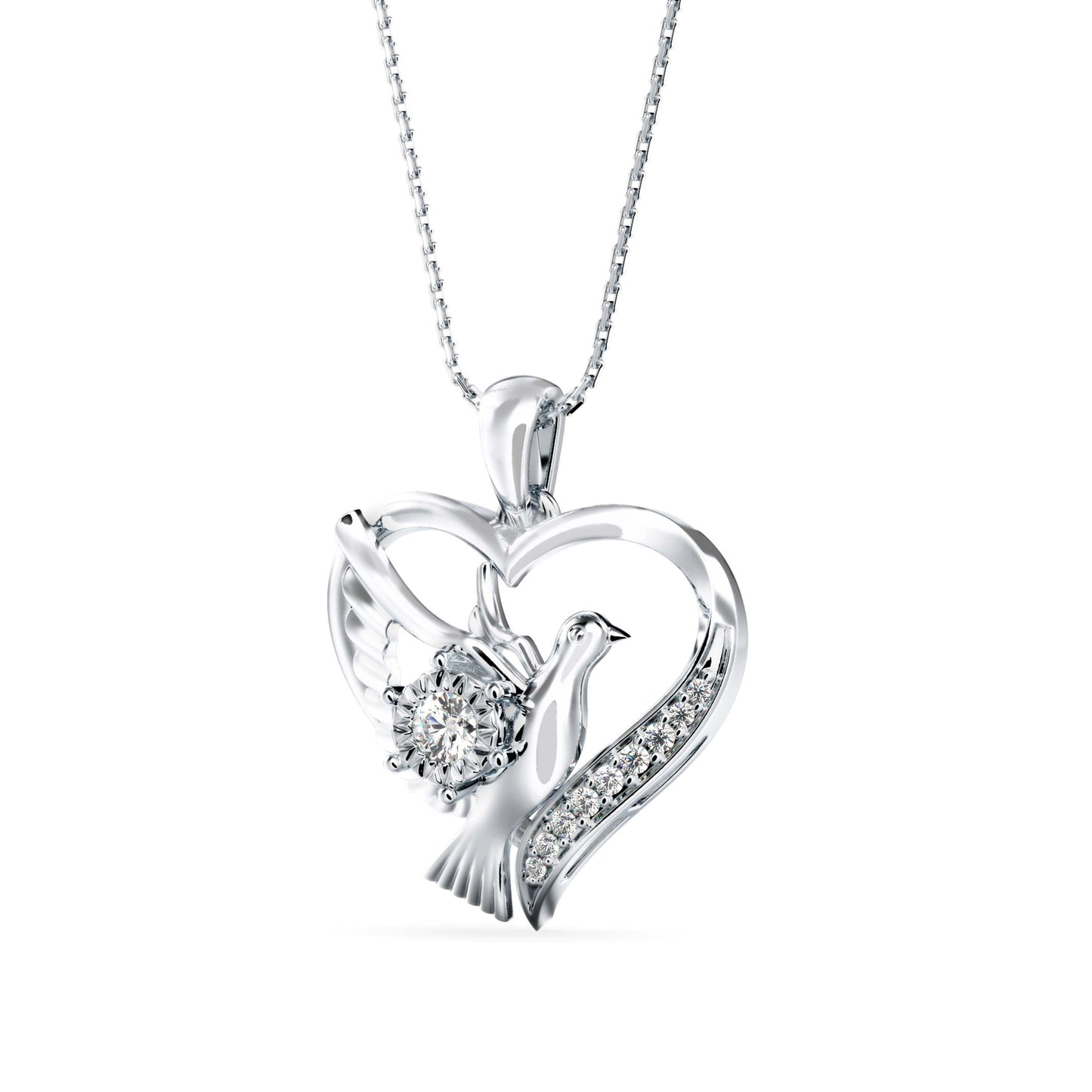 Duplet Heart Diamond Pendant Platinum