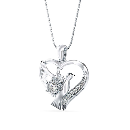 Duplet Heart Diamond Pendant White Gold