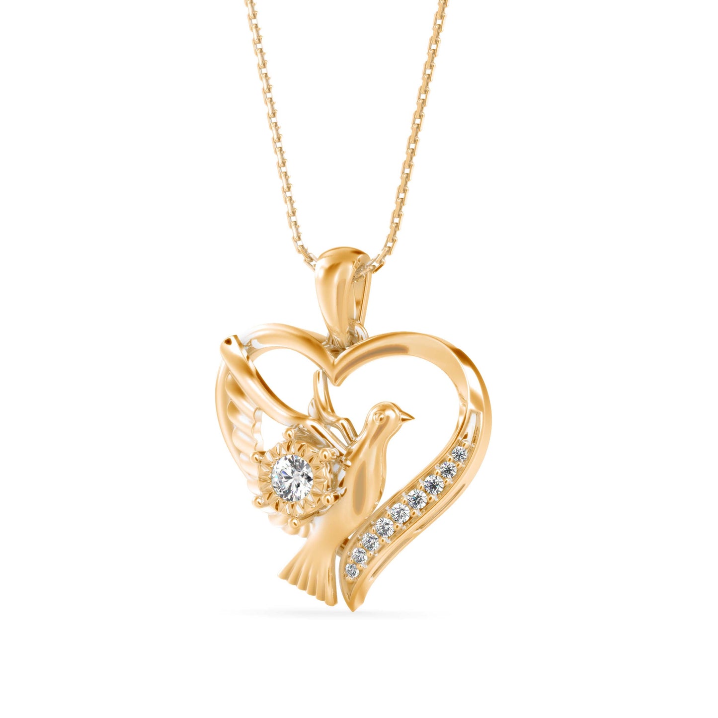 Duplet Heart Diamond Pendant Yellow Gold