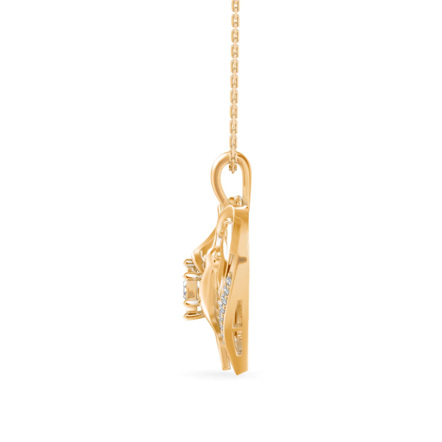 Duplet Heart Diamond Pendant Yellow Gold