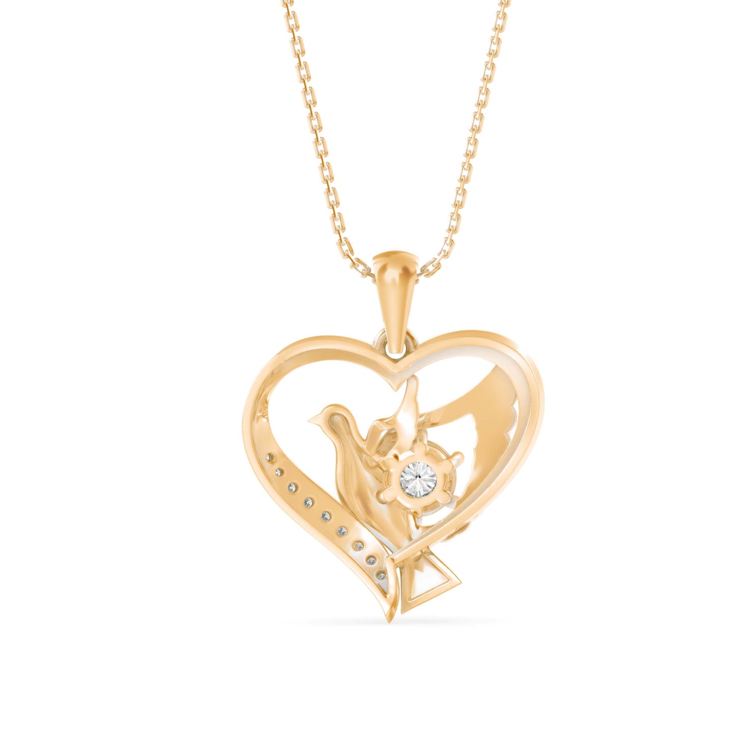 Duplet Heart Diamond Pendant Yellow Gold