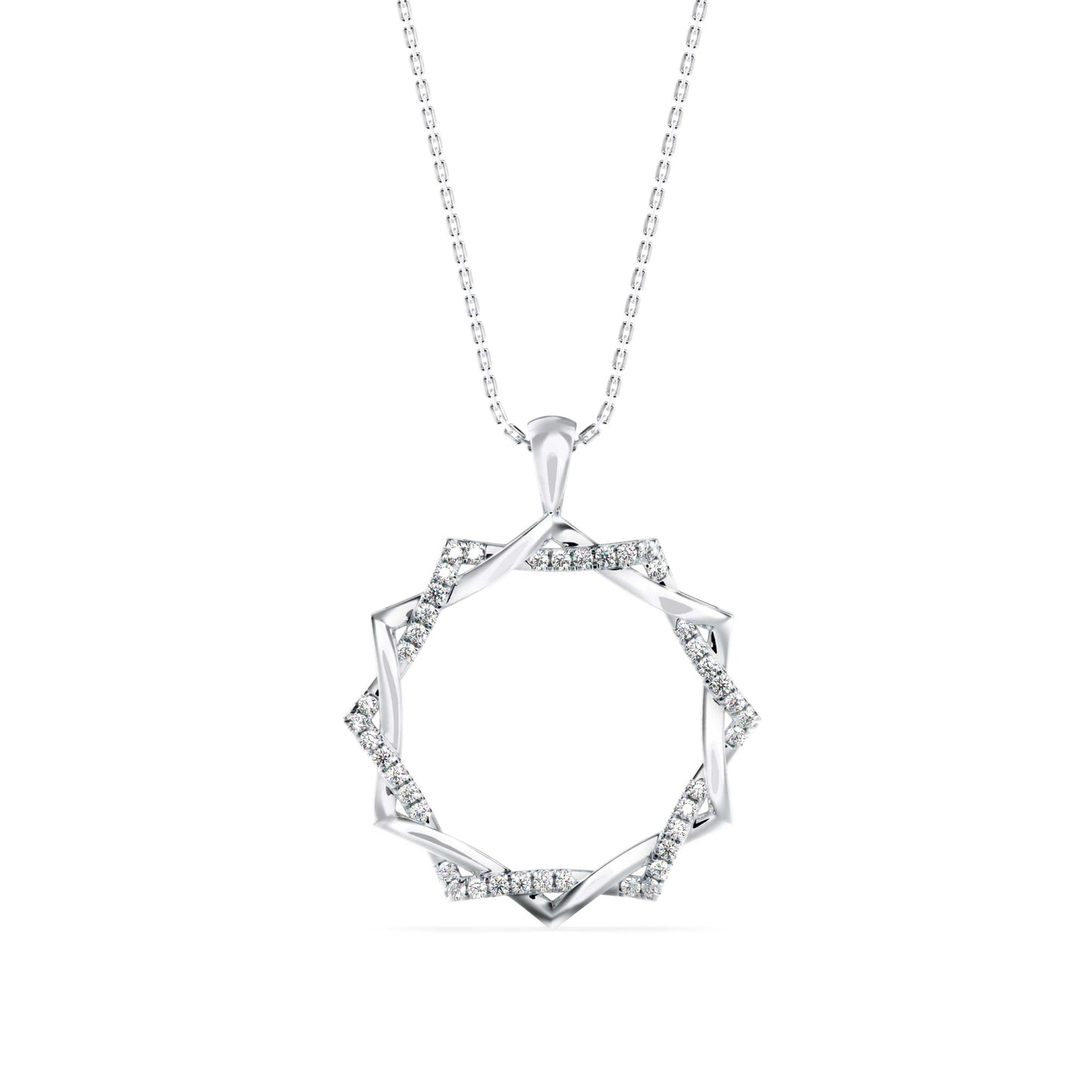 Acute Charm Diamond Pendant White Gold