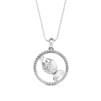 Squirtle Diamond Charm Pendant White Gold