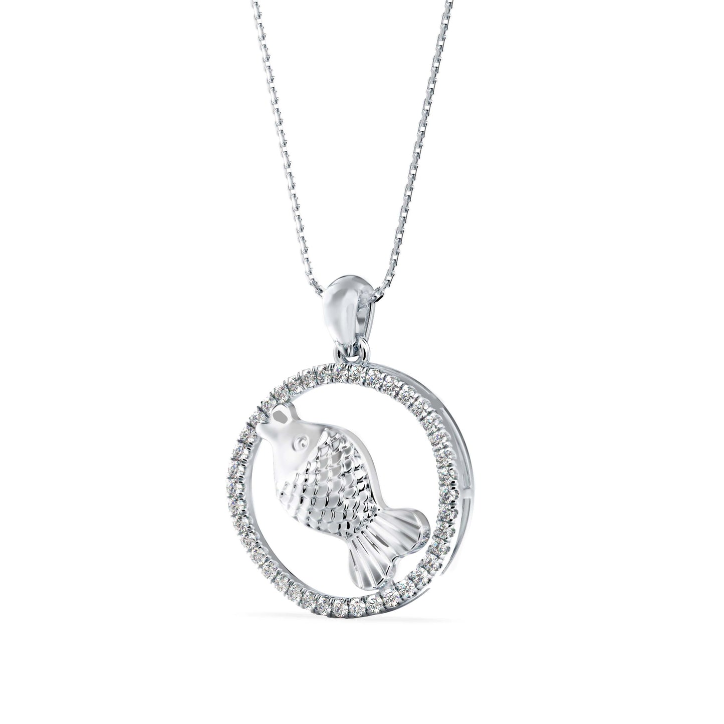 Squirtle Diamond Charm Pendant White Gold