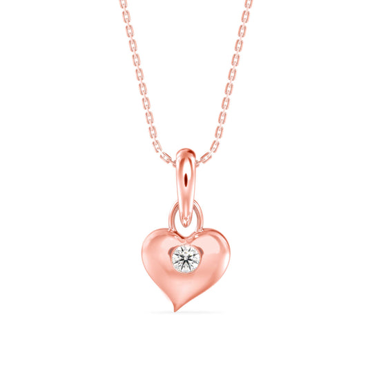 Heart Diamond Charm Pendant Rose Gold