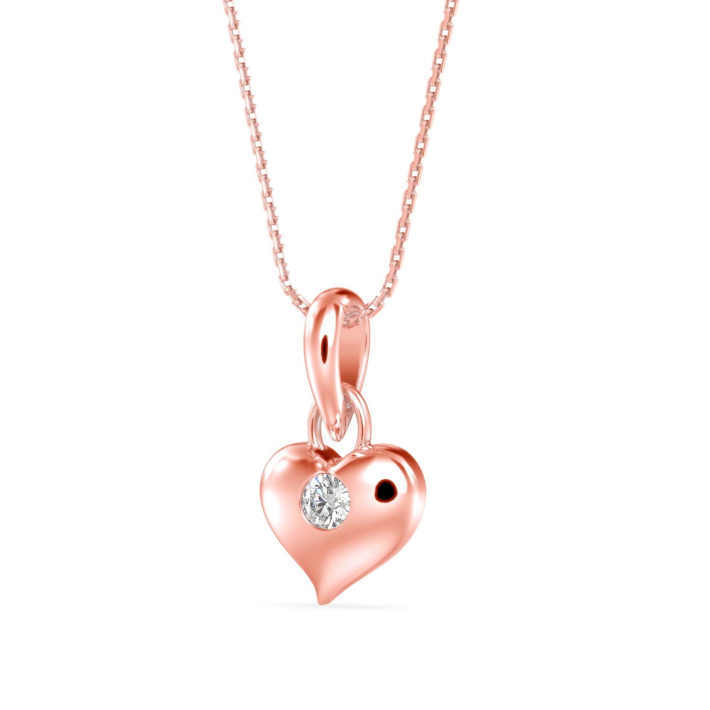 Heart Diamond Charm Pendant Rose Gold