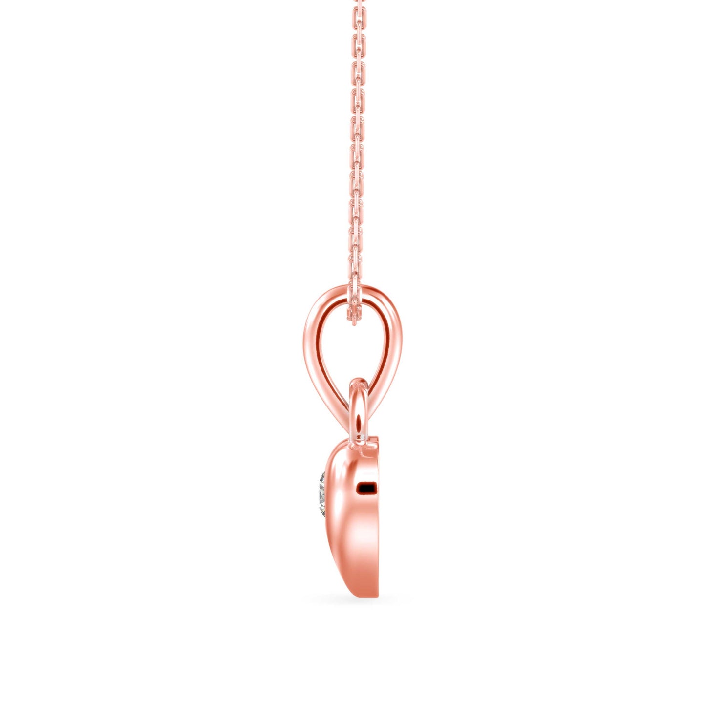 Heart Diamond Charm Pendant Rose Gold