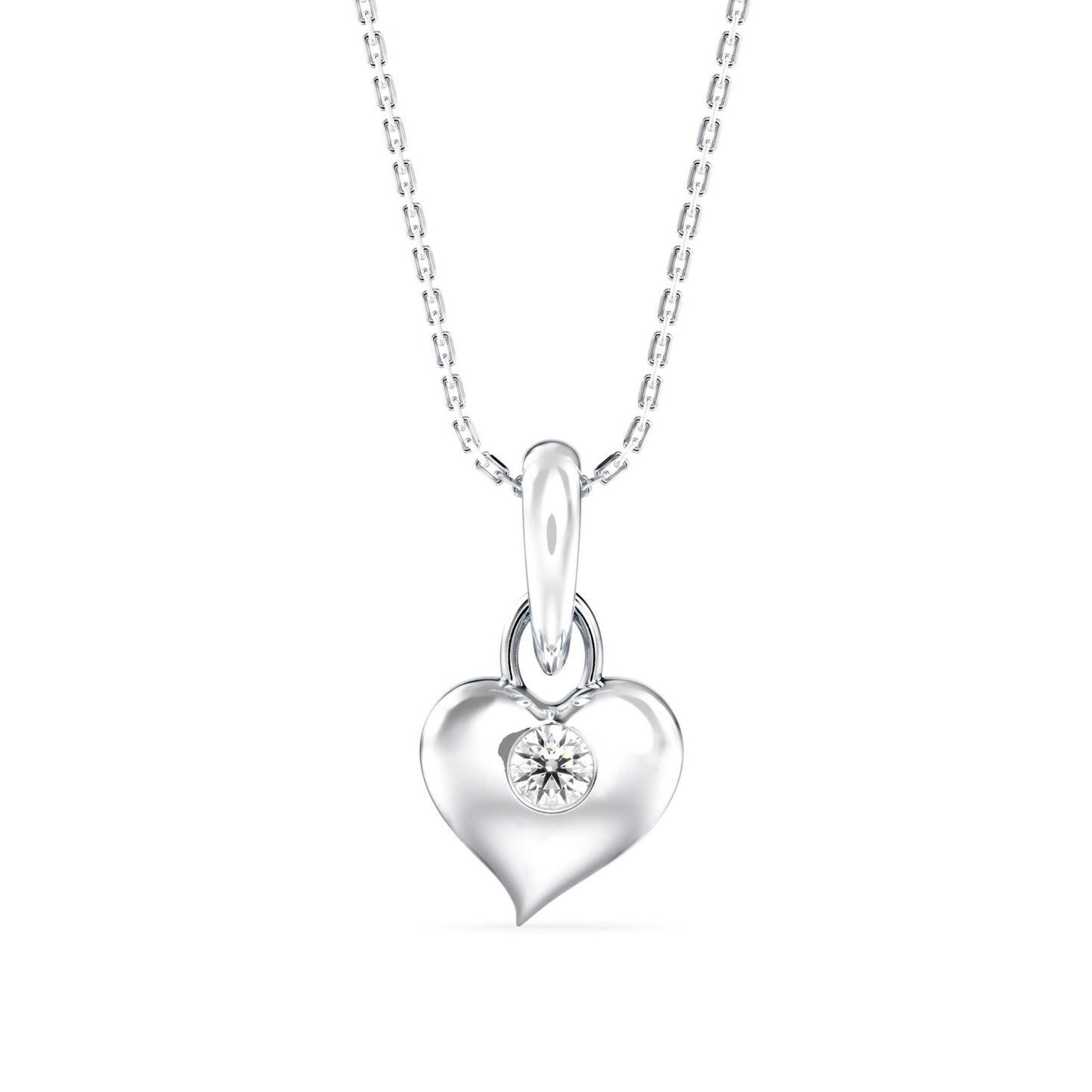 Heart Diamond Charm Pendant White Gold