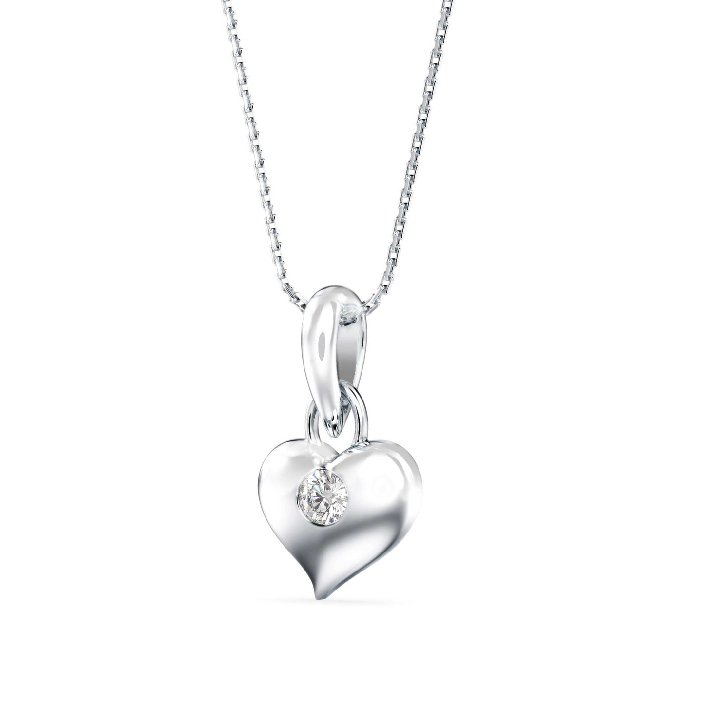 Heart Diamond Charm Pendant White Gold