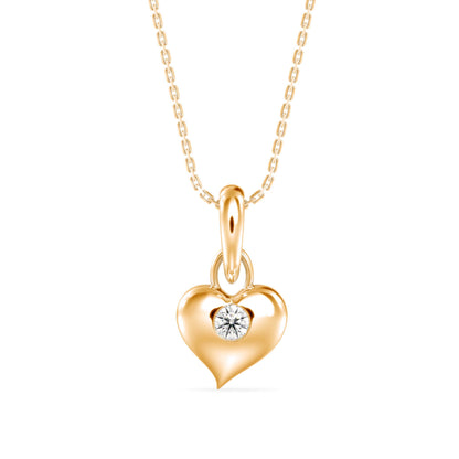 Heart Diamond Charm Pendant Yellow Gold