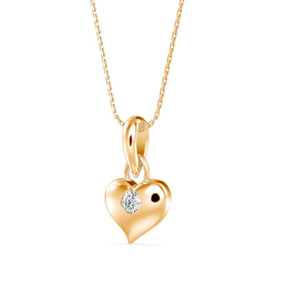 Heart Diamond Charm Pendant Yellow Gold