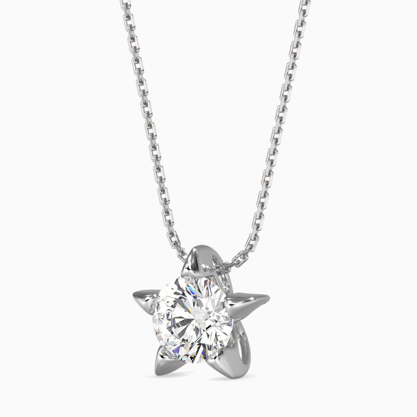 Lumiere Diamond Solitaire Pendant White Gold