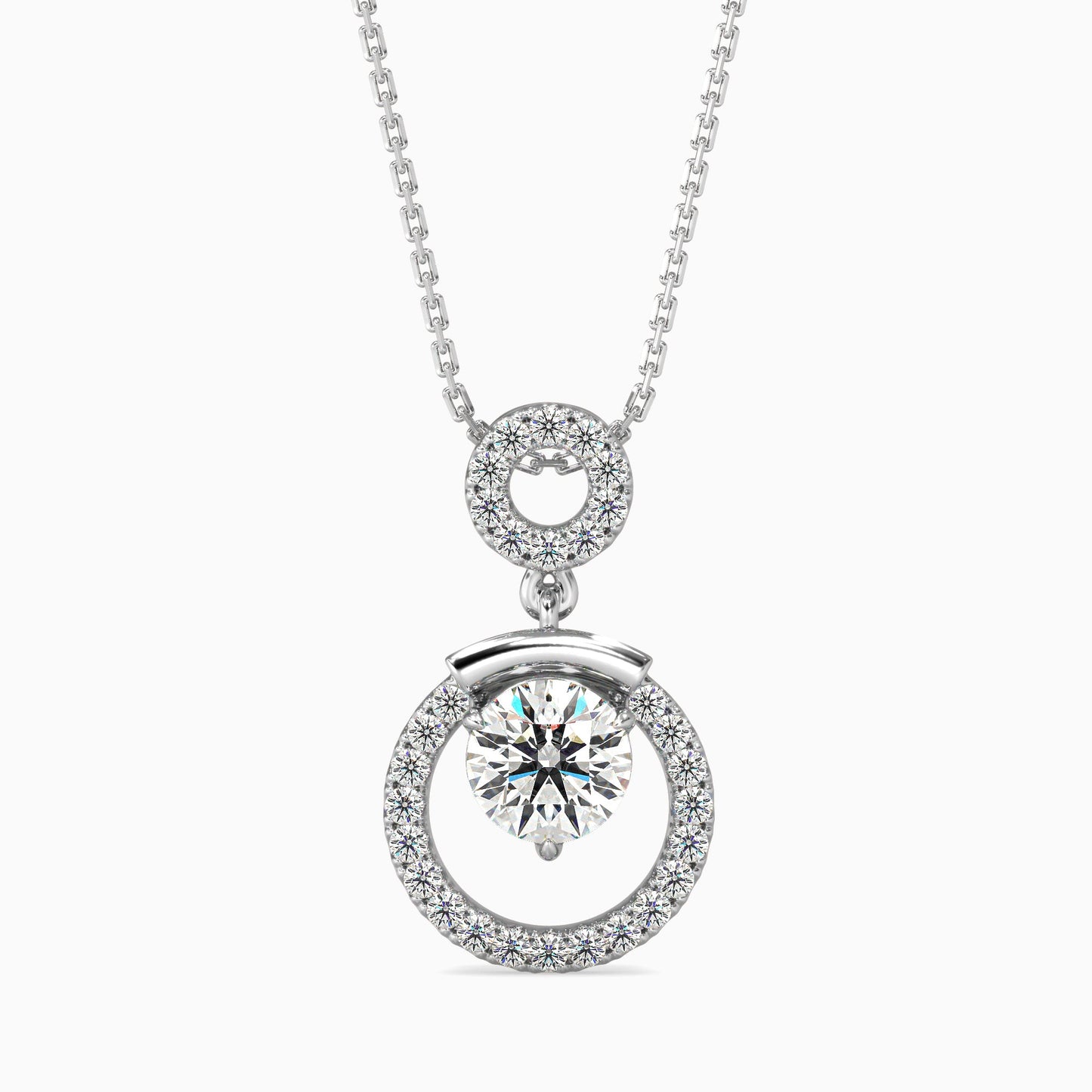 Clio Diamond Solitaire Pendant White Gold