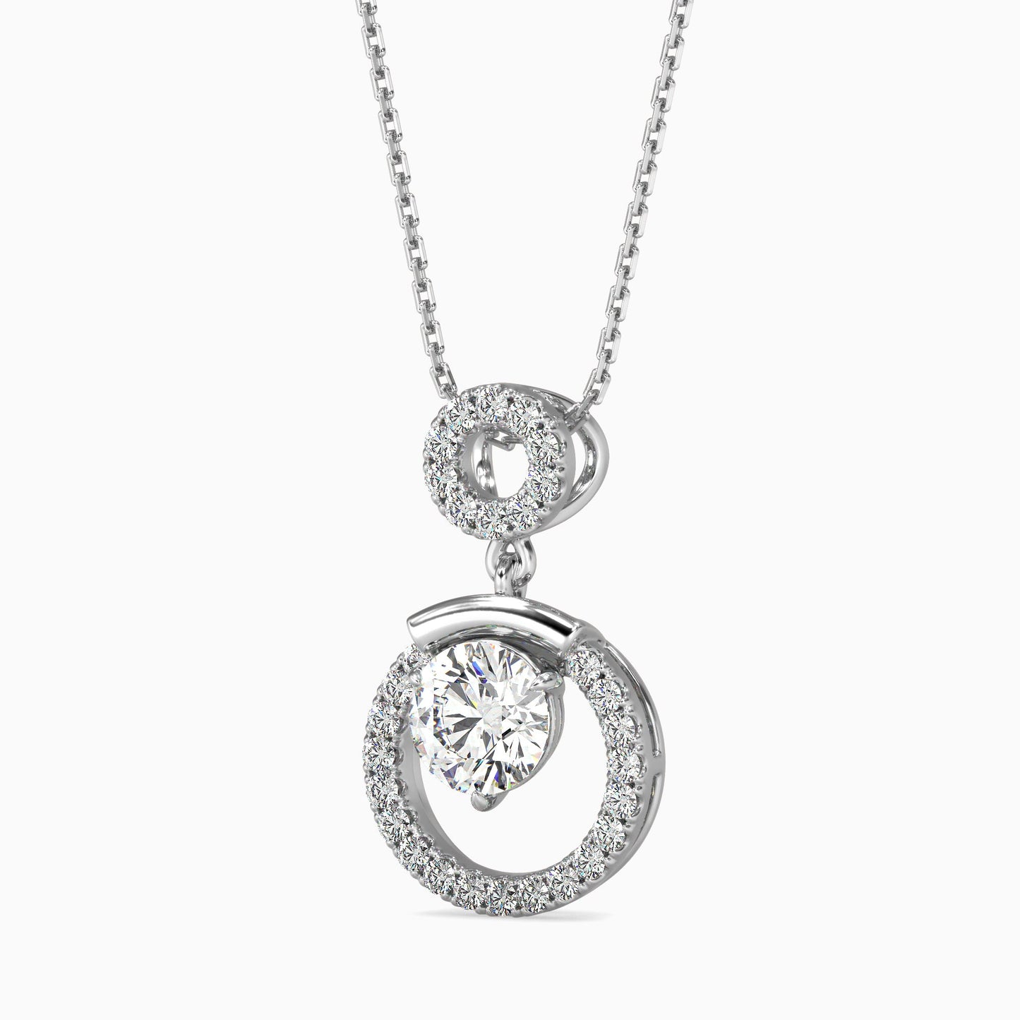 Clio Diamond Solitaire Pendant White Gold