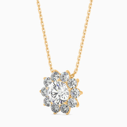 Burnt Solitaire Diamond Pendant Yellow Gold