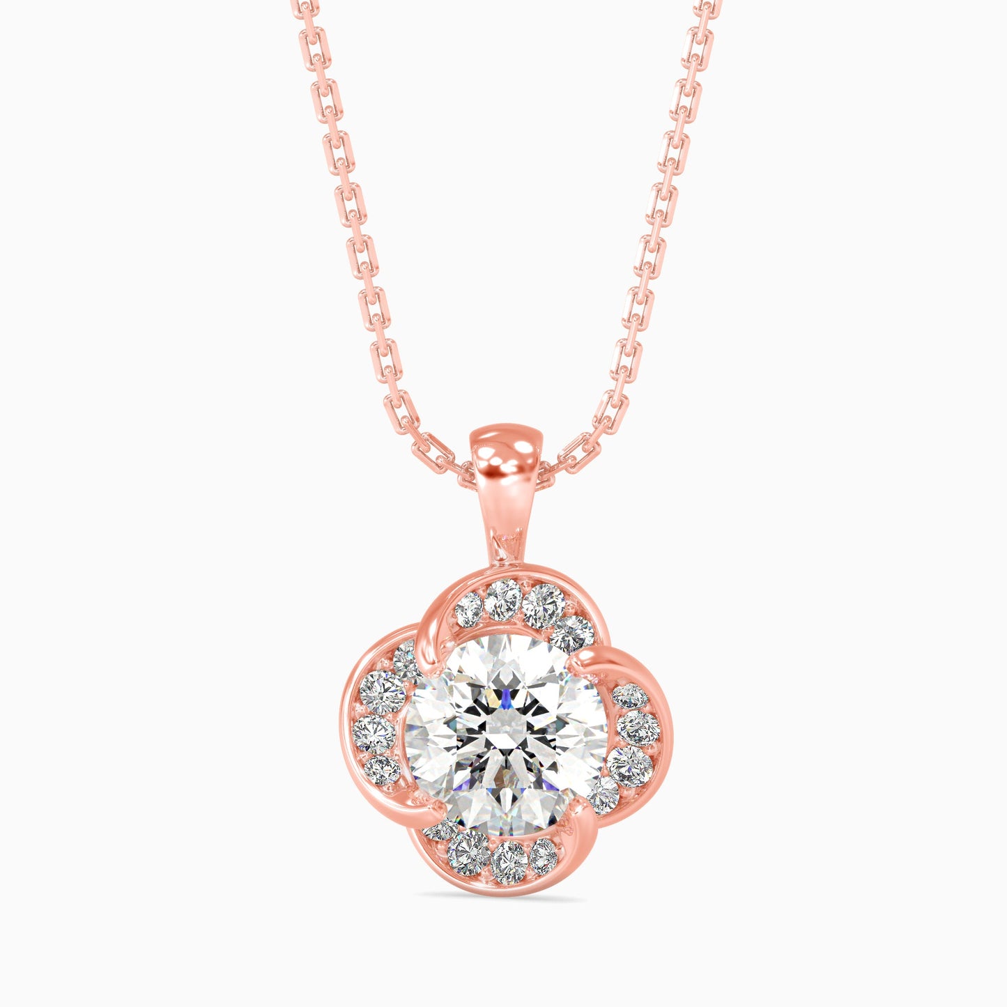 Piec Solitaire Diamond Pendant Rose Gold