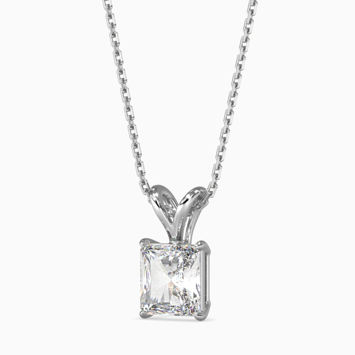 Radiant Stars Solitaire Pendant White Gold