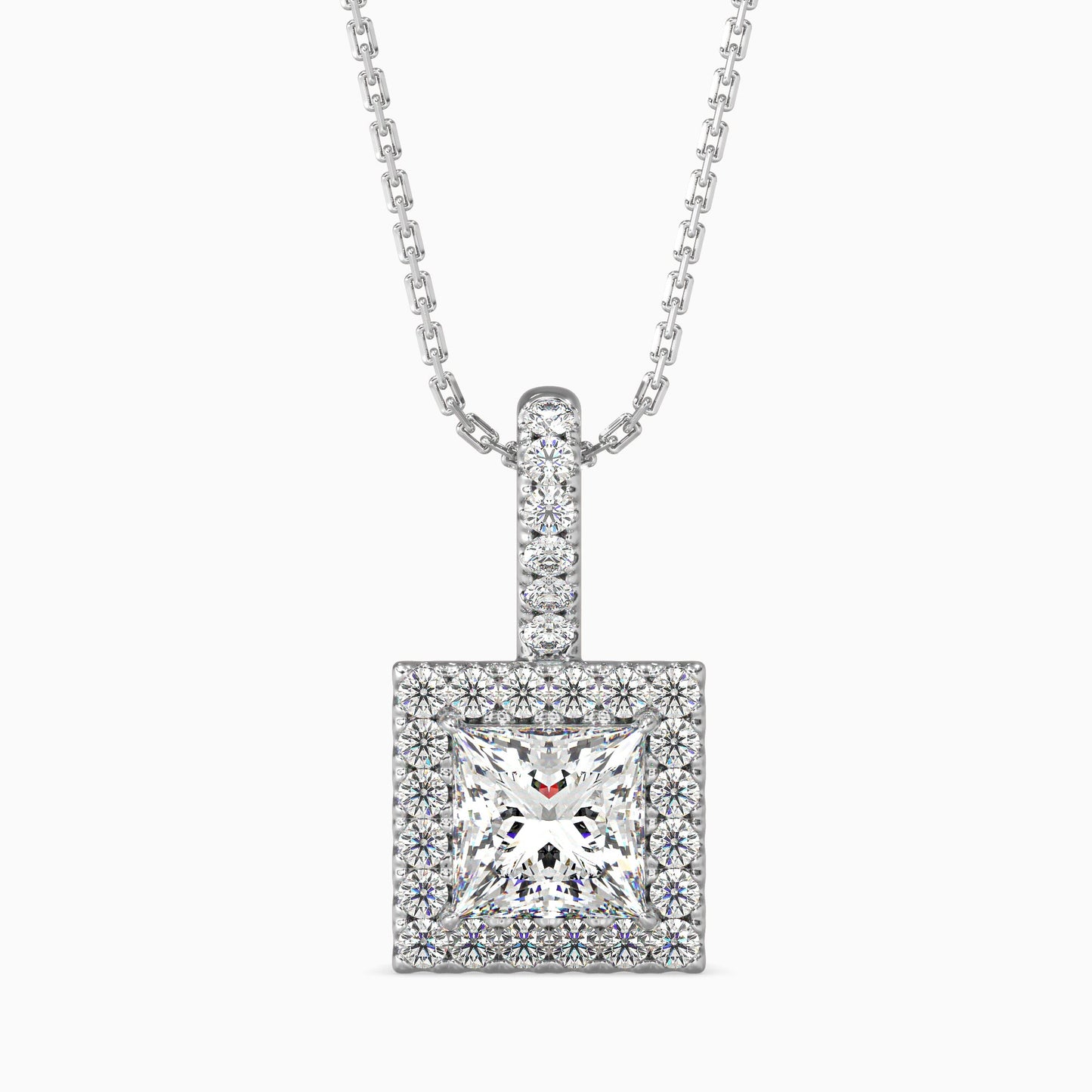 Sparkling Spheres Solitaire Pendant White Gold