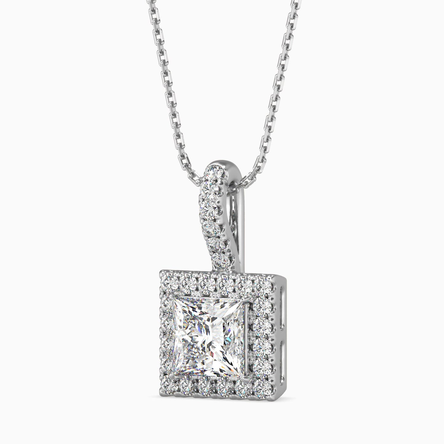 Sparkling Spheres Solitaire Pendant White Gold