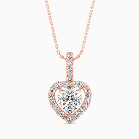 Heavenly Halos Solitaire Pendant Rose Gold