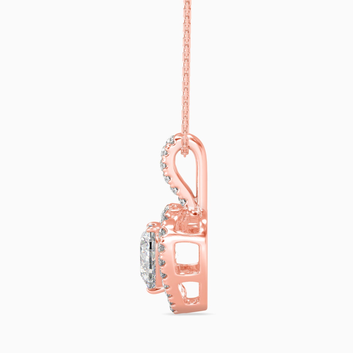 Heavenly Halos Solitaire Pendant Rose Gold