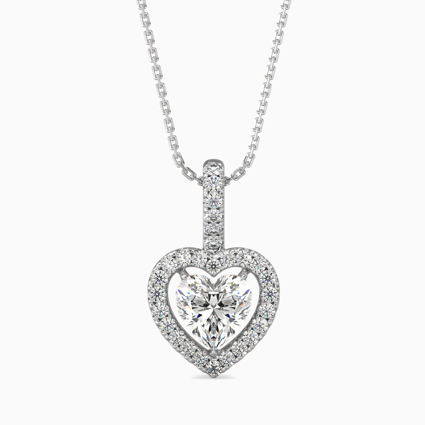 Heavenly Halos Solitaire Pendant White Gold