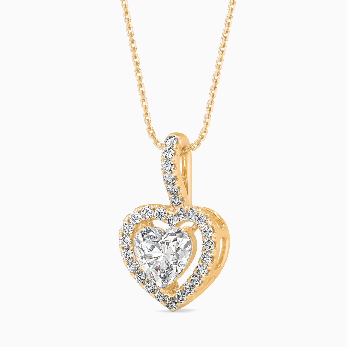 Heavenly Halos Solitaire Pendant Yellow Gold