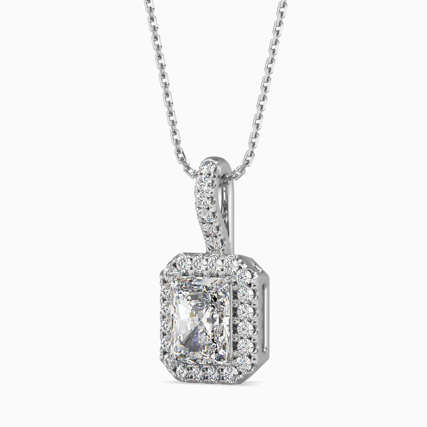 Royal Radiant Solitaire Pendant White Gold