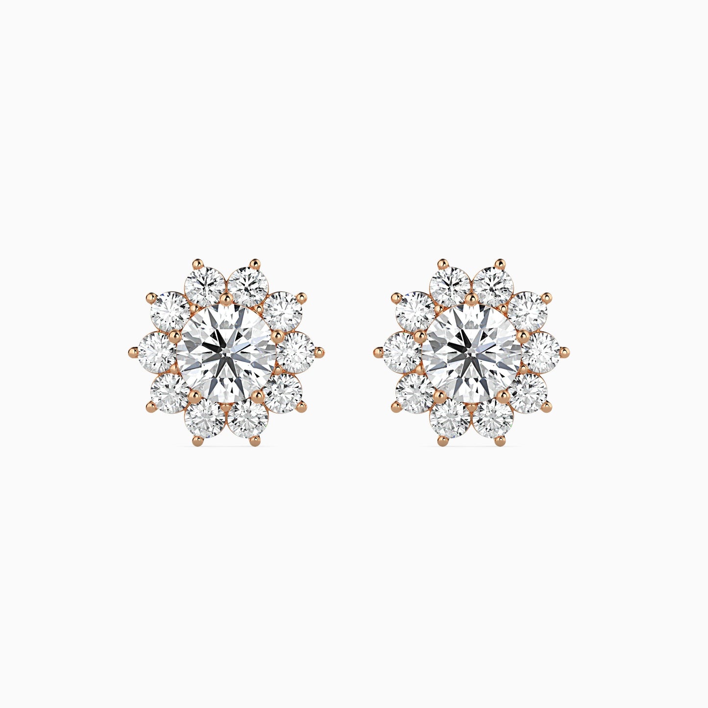 Burnt Solitaire Diamond Earring Rose Gold