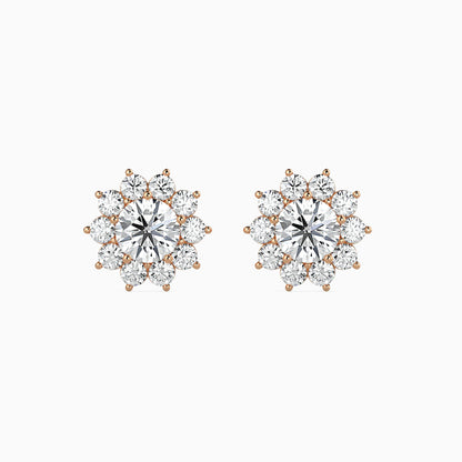 Burnt Solitaire Diamond Earring Rose Gold