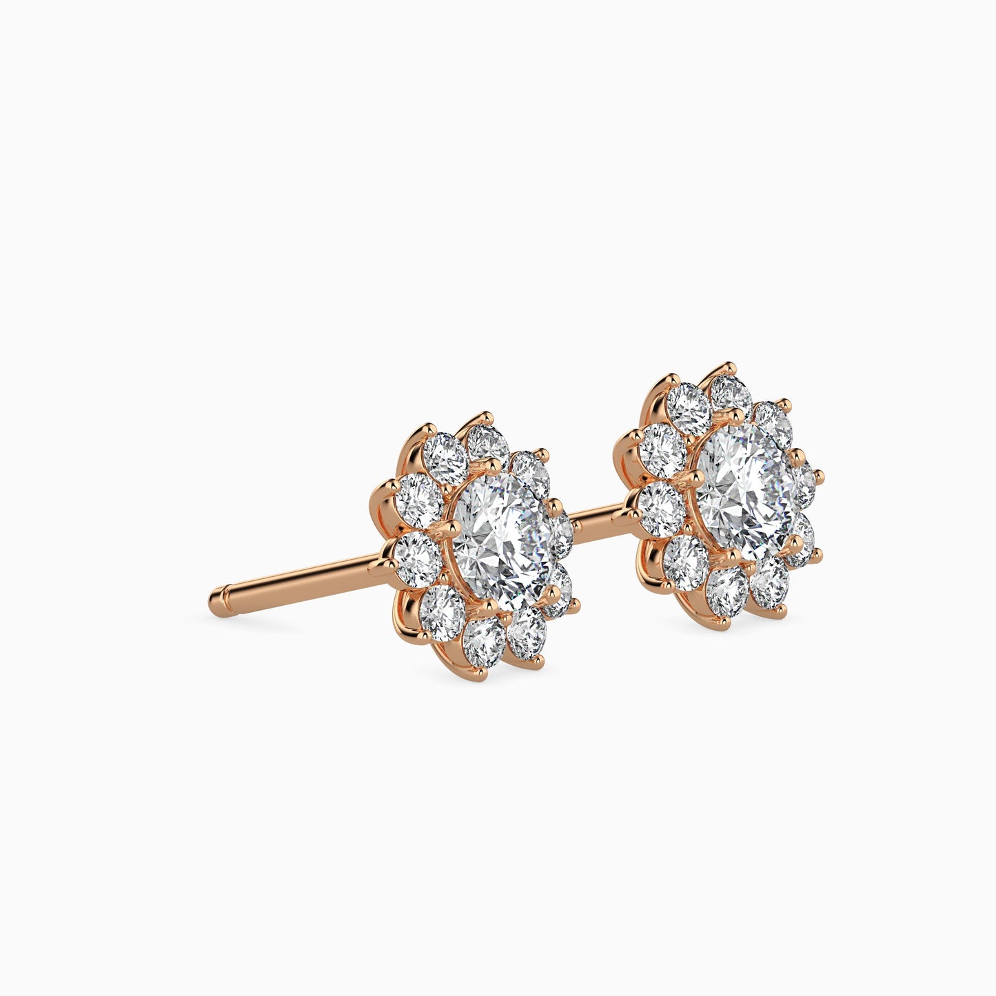 Burnt Solitaire Diamond Earring Rose Gold